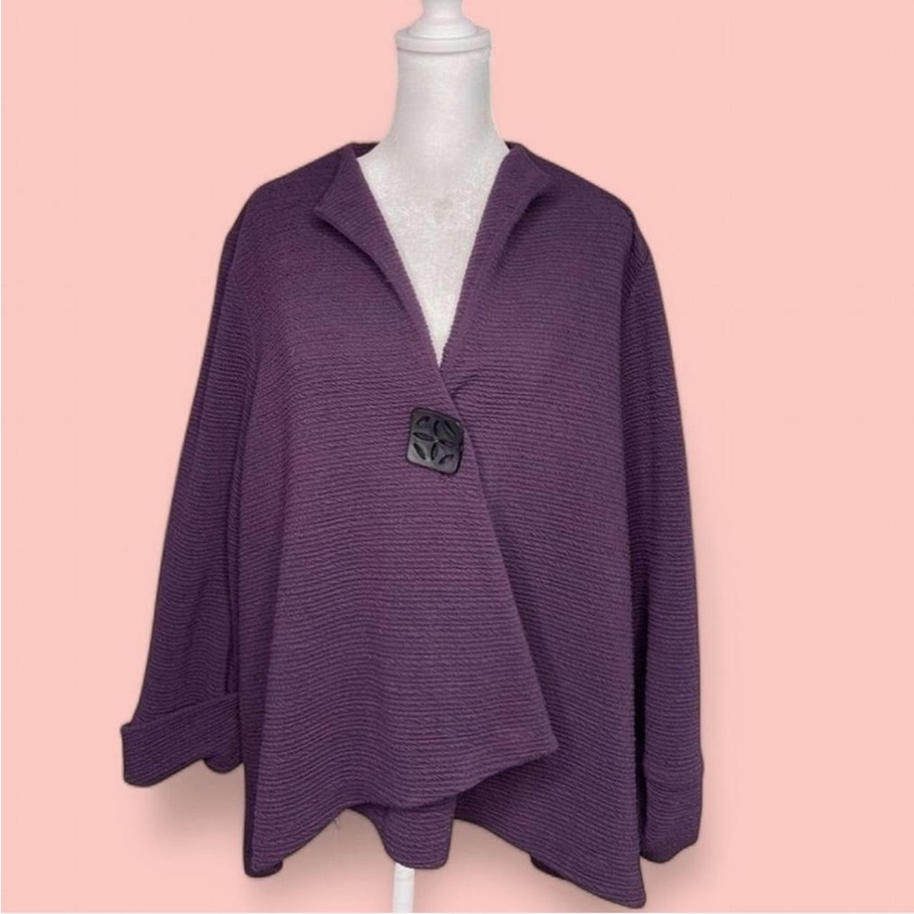 IC by Connie K Purple Oversized Cardigan with V-Neckline